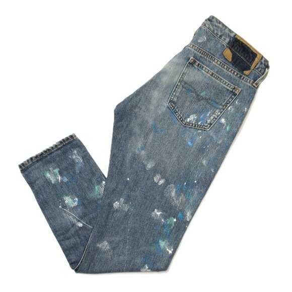 NWT POLO Ralph Lauren Astor Boyfriend in Blue Paint Splatter Jeans 27 $245 - Picture 5 of 5